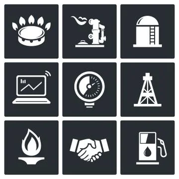 Gas trade vector icon set Stock Illustration