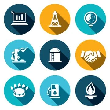 Gas trade vector icon set Stock Illustration