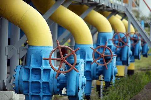 Gas transportation system. Booster pumping station for gas. Gas filling stati Stock Photos