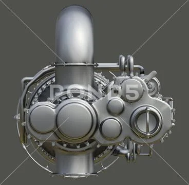 Gas turbine engine of power plant. 3d rendering Illustration #117402580