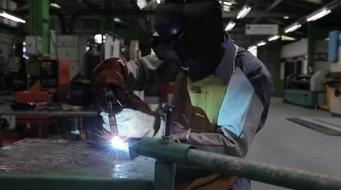 Gas Welding in the factory Stock Footage 64920778