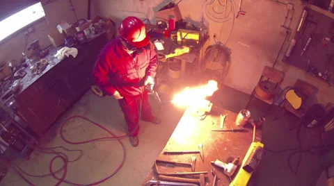 Gas Welding Flame Stock Footage 36068973