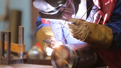 Gas welding, man welding Stock Footage