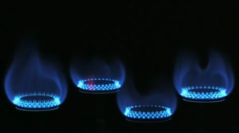 Gas_flames_four_static_1 Stock Footage 11610746