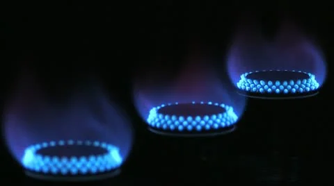 Gas_flames_three_focus_pull_1 Video stock 11610768