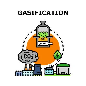 Gasification process generating energy and reducing emissions Stock Illustration