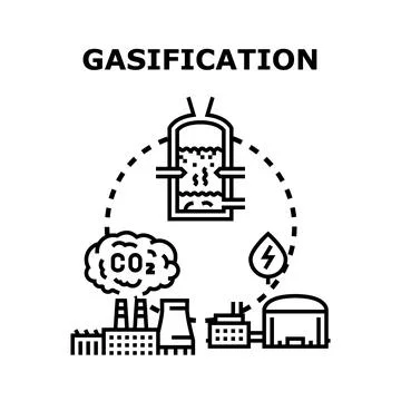 Gasification process generating energy and reducing emissions Stock Illustration