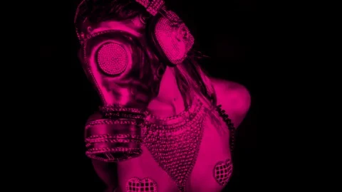 Gasmask gogo dancer sparkle Stock Footage 70422495