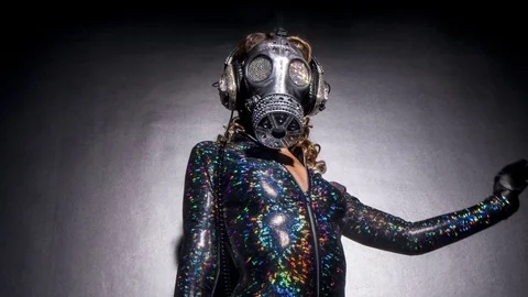 Gasmask gogo dancer sparkle Stock Footage 70839710