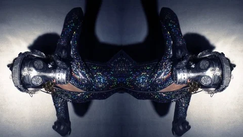 Gasmask gogo dancer sparkle Stock Footage 70920542