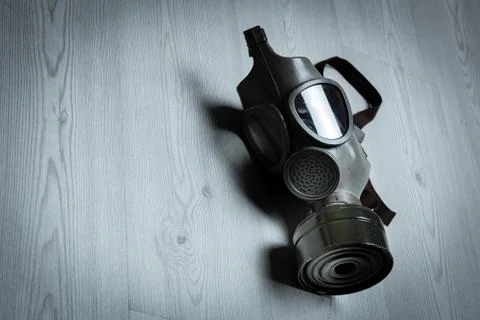 Gasmask on a surface with lots of copy space Stock Photos