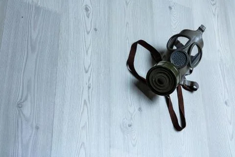 Gasmask on a surface with lots of copy space Stock Photos