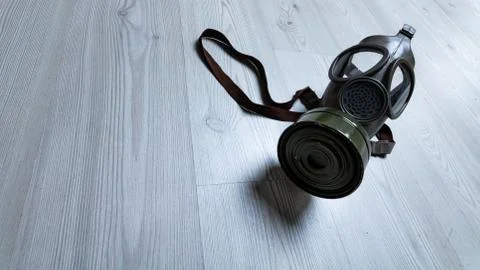 Gasmask on a surface with lots of copy space Stock Photos