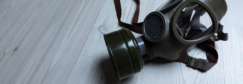 Gasmask on a surface with lots of copy space Stock Photos