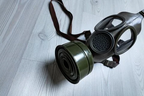 Gasmask on a surface with lots of copy space Stock Photos