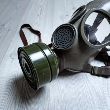 Gasmask on a surface with lots of copy space Stock Photos