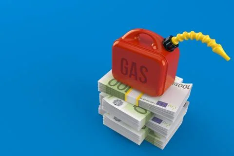 Gasoline can on stack of money Stock Illustration