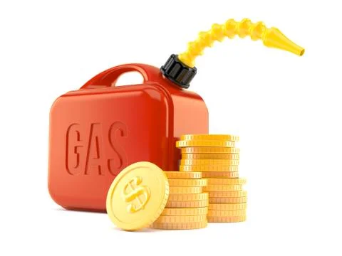 Gasoline canister with stack of coins Stock Illustration