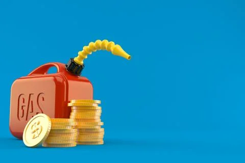 Gasoline canister with stack of coins Stock Illustration