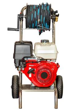 Gasoline engine on a mobile jet unit for purging pipelines and cleaning them  Stock Photos