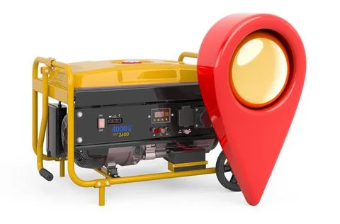Gasoline generator with map pointer, 3D rendering イラスト素材
