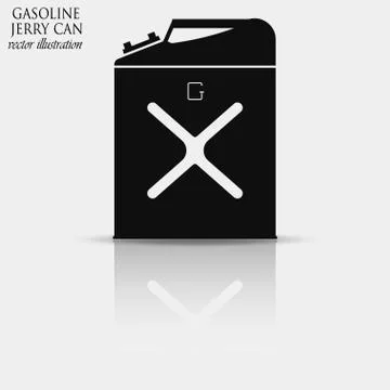 Gasoline jerry can icon with reflection Stock Illustration