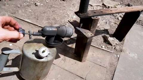 Gasoline lamp with flame Stock Footage 193418823