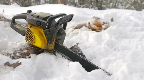 Gasoline powered professional chainsaw Stock Footage 60057835