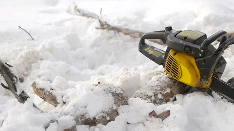 Gasoline powered professional chainsaw Stock Footage 60057910