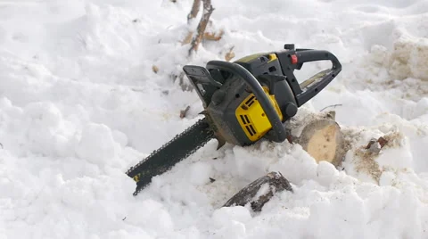 Gasoline powered professional chainsaw Stock Footage 60063792