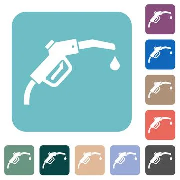 Gasoline pump fuel nozzle solid rounded square flat icons Stock Illustration