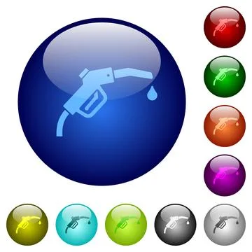 Gasoline pump fuel nozzle solid color glass buttons Stock Illustration