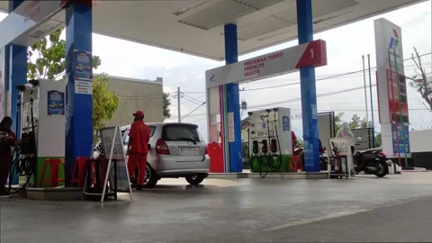 Gasoline refueling in Java, Indonesia on July 8, 2023. Stock Footage 245676073