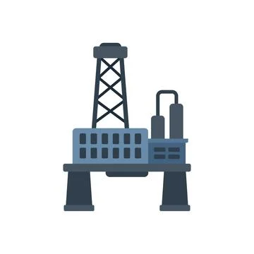 Gasoline rig icon flat vector. Sea oil Stock Illustration