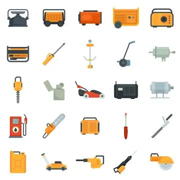 Gasoline tools icons set flat isolated Illustrazione stock