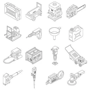 Gasoline tools icons set vector outline Illustrazione stock