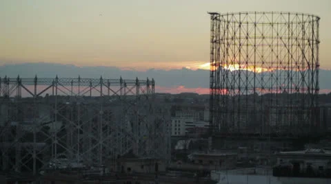 Gasometer Skyline (Timelapse) (Rome) Stock-Footage 24156551