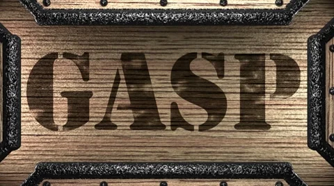 Gasp on wooden stamp Stock Footage