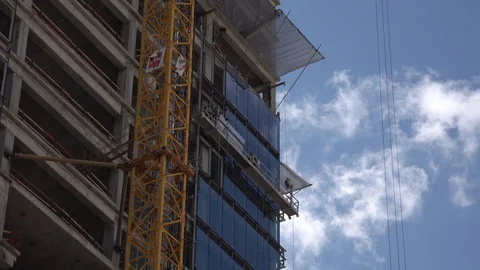 Gass assembly on a new tower Stock Footage 103009755
