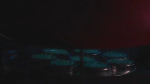 Gass burner for cooking in kitchen Stock Footage 253784425