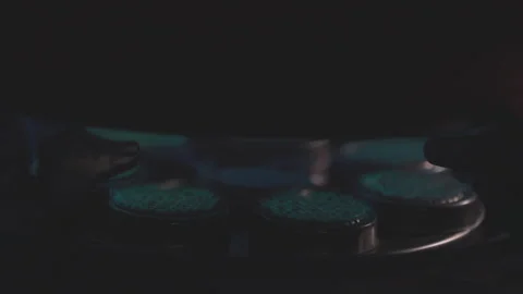 Gass burner for cooking in kitchen Stock Footage 253784537