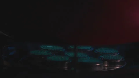 Gass burner for cooking in kitchen Stock Footage 253784642