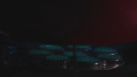 Gass burner for cooking in kitchen Stock Footage 253785162