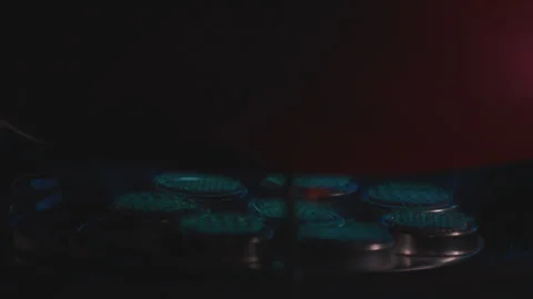 Gass burner for cooking in kitchen Stock Footage 253785286