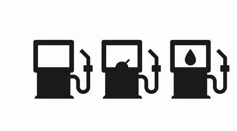 Gass Station icon Set. Illustrazione stock