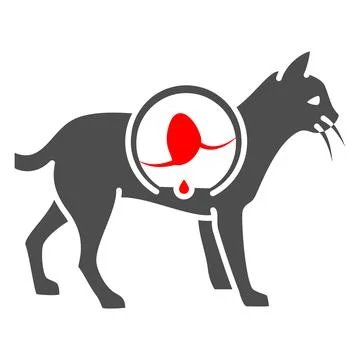 Gastritis in cat solid icon, Diseases of pets concept, inflammation of stomach Illustrazione stock
