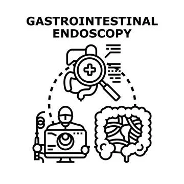 Gastrointestinal endoscopy concept examining digestive system Stock Illustration