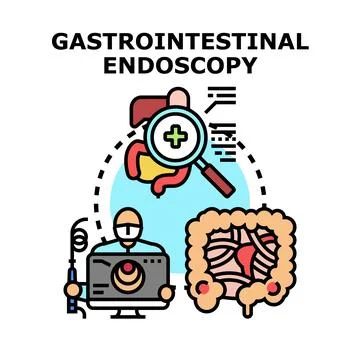 Gastrointestinal endoscopy concept examining digestive system Stock Illustration