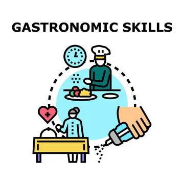 Gastronomic skills developing culinary expertise and food service Stock-Illustration