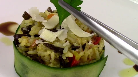 Gastronomy serving pilaf Stock Footage